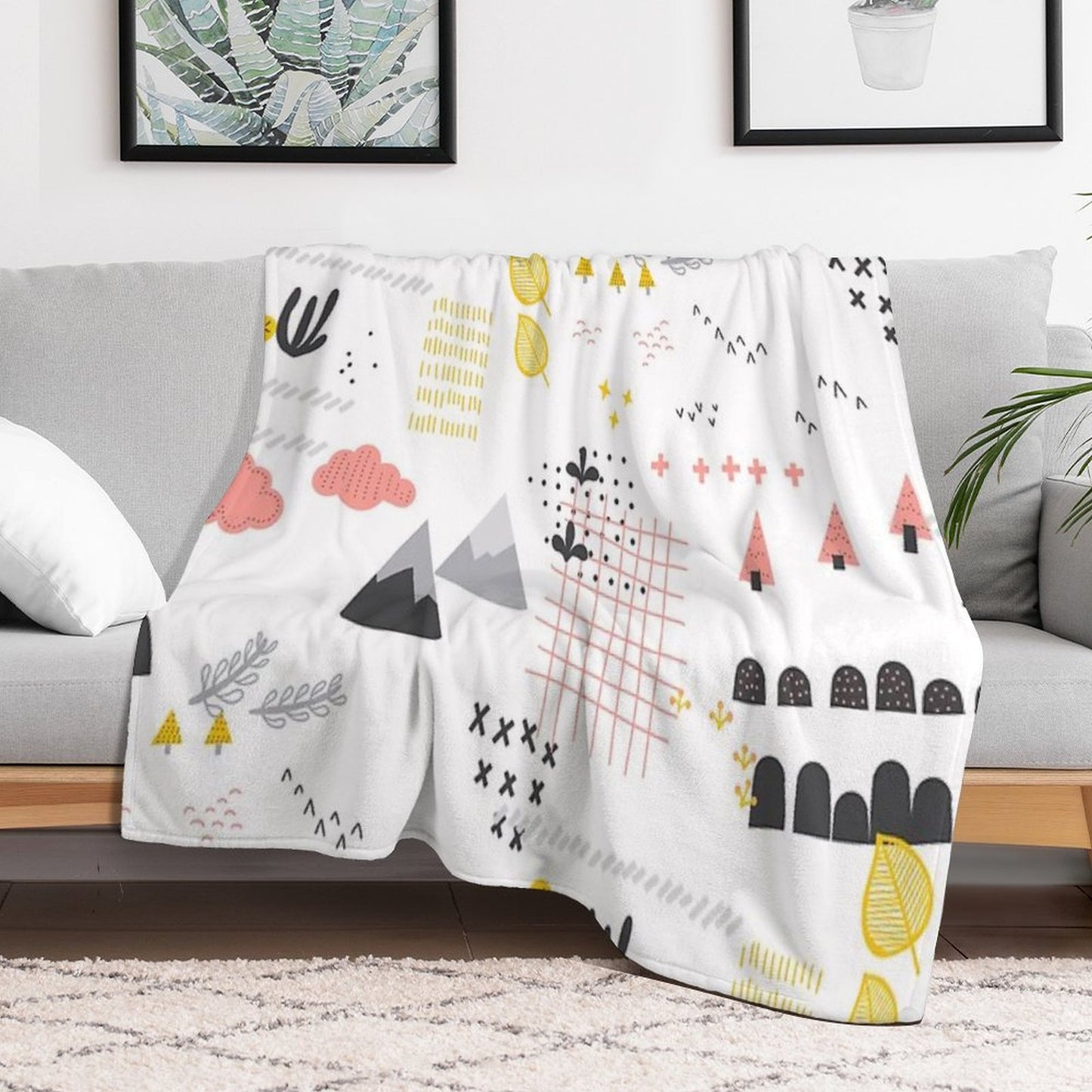 Scandinavian Landscape Throw Blanket
