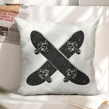 Skateboard X Linen Throw Pillow Cover