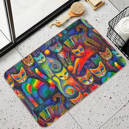Rainbow Cats Acrylics Bath Mat
