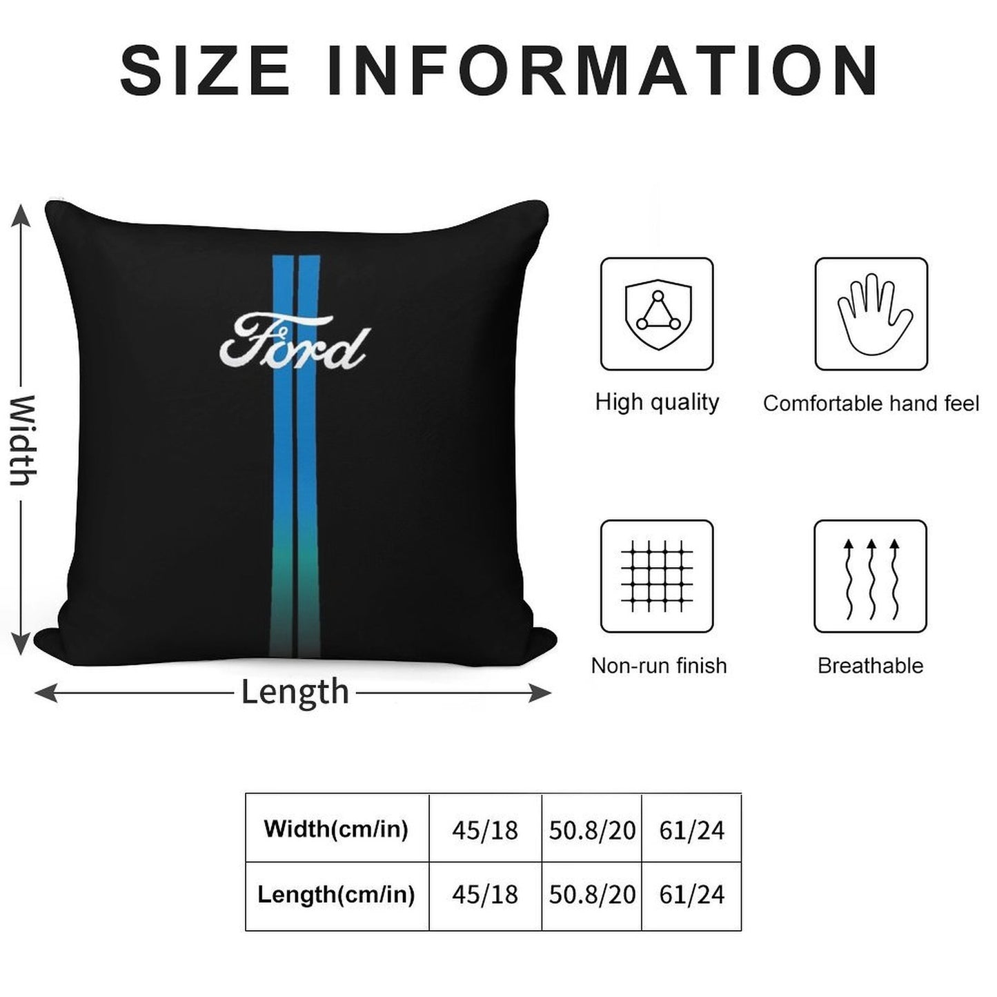 Retro Ford Stripes Soft Shrink-Resistant Throw Pillow