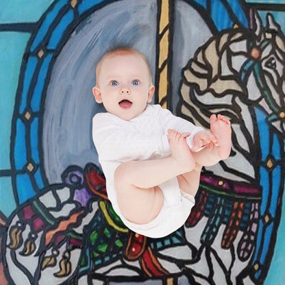Stained Glass Carousel Horse Throw Blanket
