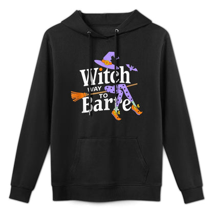 Witch Way to Barre Funny Pure Barre Halloween Workout Design Shape Retention Hoodie