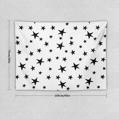 Stars - Black on White Tapestry