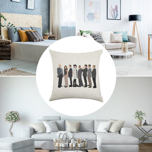 NCIS Cast Drawing Linen Throw Pillow Cover