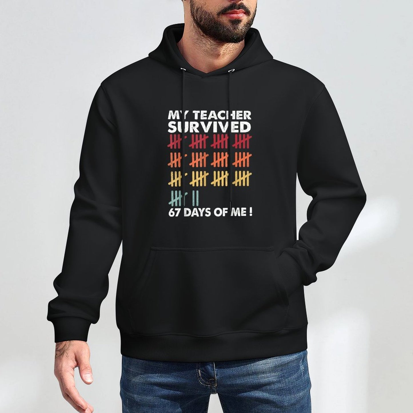 My Teacher Survived 67 Days of Me School Funny Kids Costume Shape Retention Hoodie