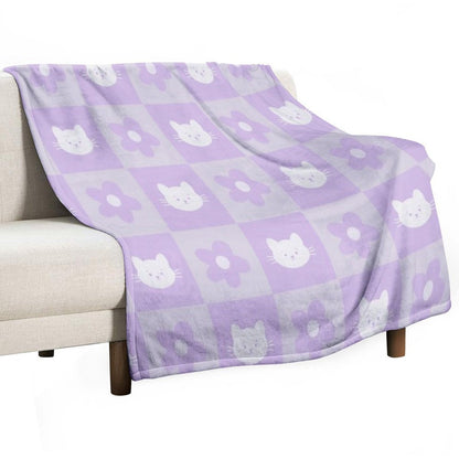 Kitten And Flowers Throw Blanket