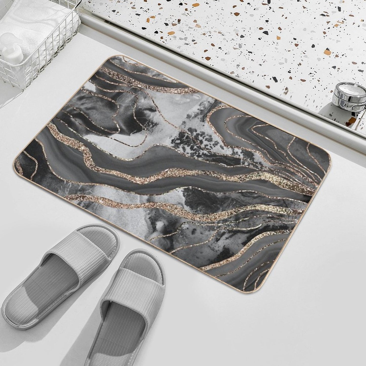 Liquid Marble Agate Glam #9 (Photo of Glitter Only - Not Reflective) Bath Mat
