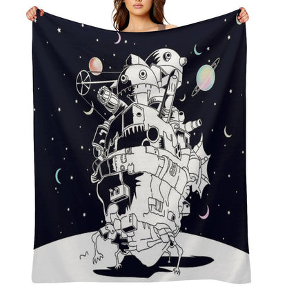 Castle in A Starry Night Throw Blanket