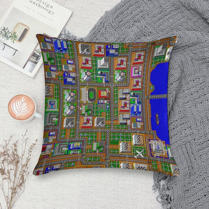 SimCity 1 No Logo Sim City Zoom - HD Soft Reinforced Edging Throw Pillow