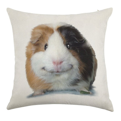 Keep Smiling with Angeelo The Guinea Pig! Linen Throw Pillow Cover