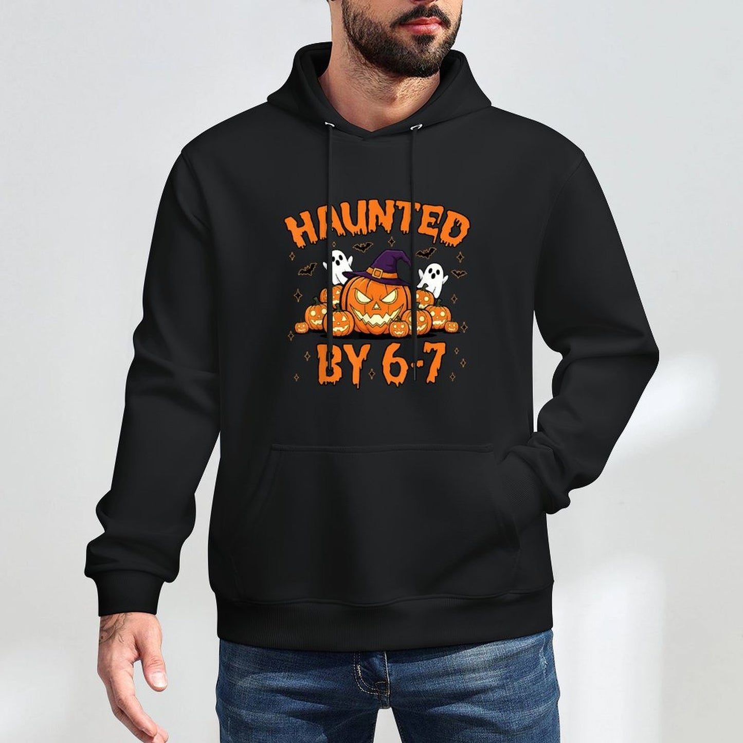 Haunted by 67 – Funny Ghost And Pumpkin Halloween Costume Pilling-Resistant Hoodie