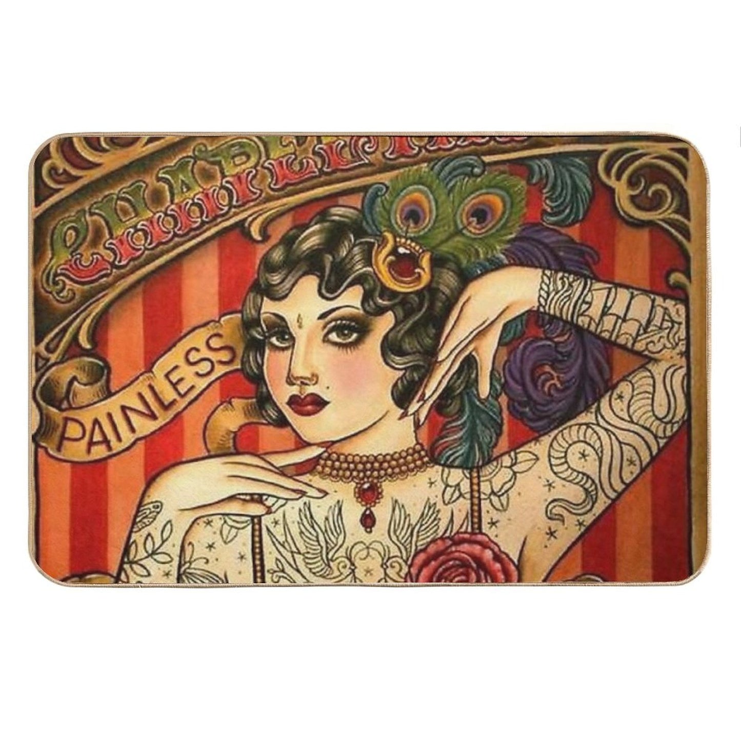 CHAPEL TATTOO; Vintage Body Advertising Art Bath Mat