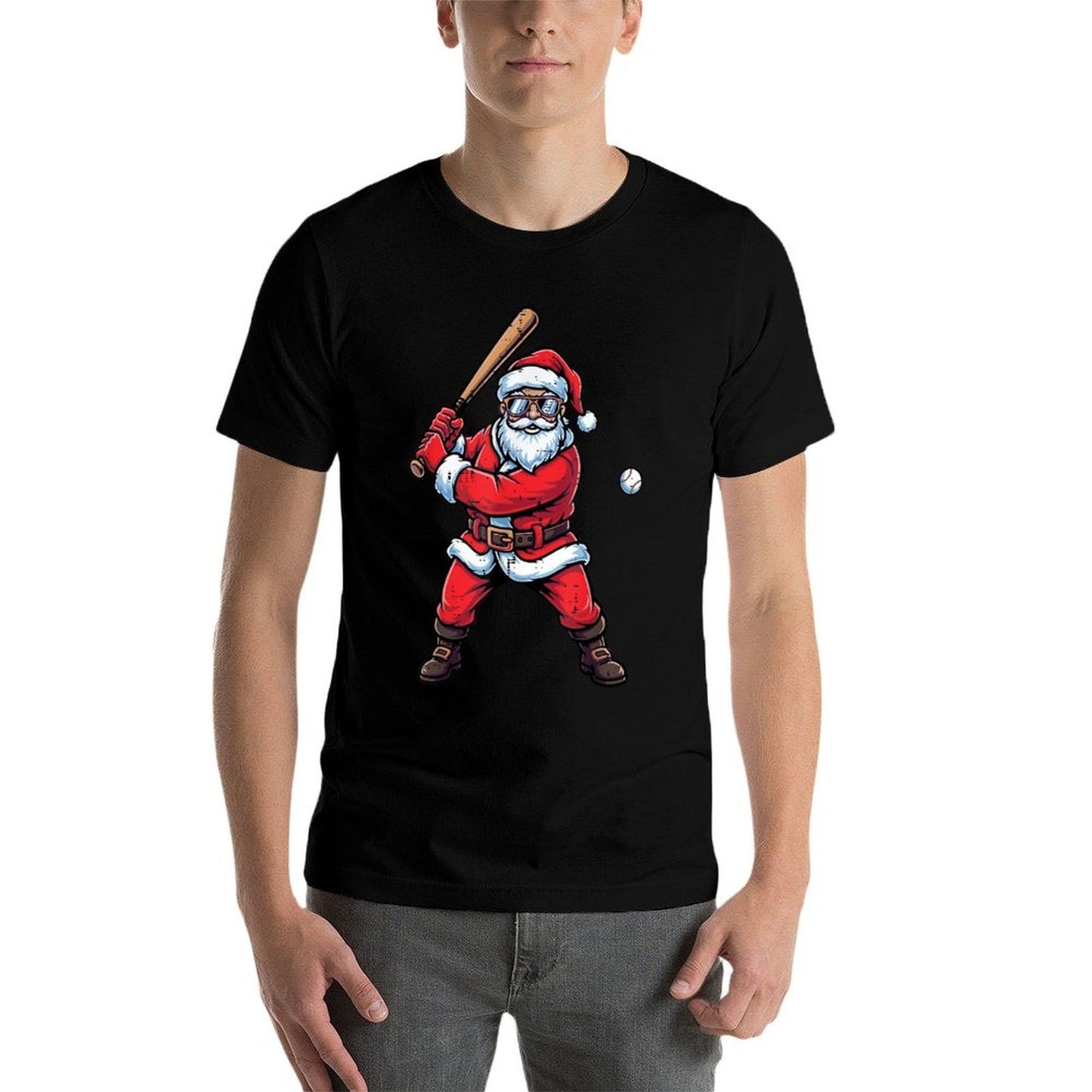 Christmas Santa Baseball Batter Xmas Sports Men Boys Kids  Graphic-printed T-Shirt
