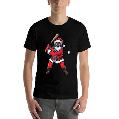 Christmas Santa Baseball Batter Xmas Sports Men Boys Kids  Graphic-printed T-Shirt
