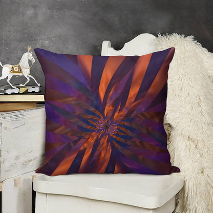 Abstract in Orange And Purple Linen Throw Pillow Cover