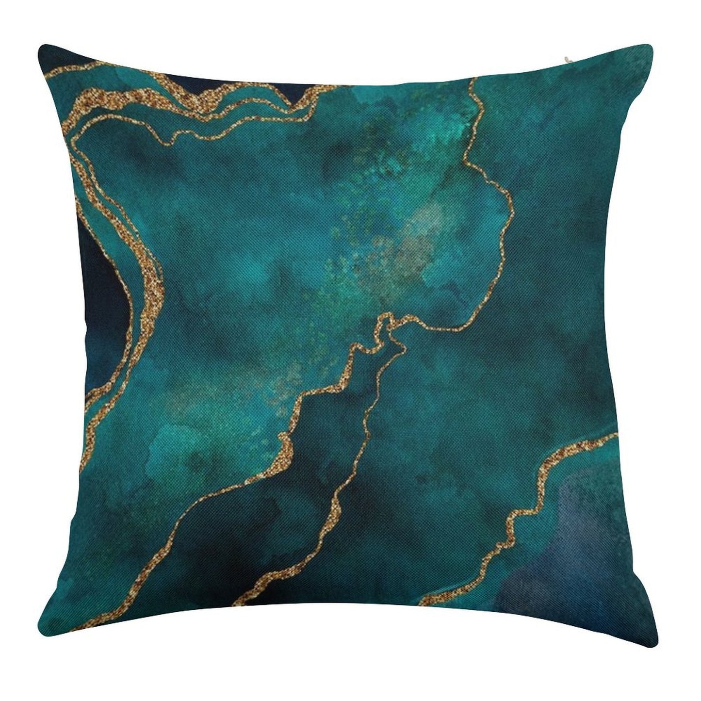 Golden Gemstone Glamour Mineral Linen Throw Pillow Cover