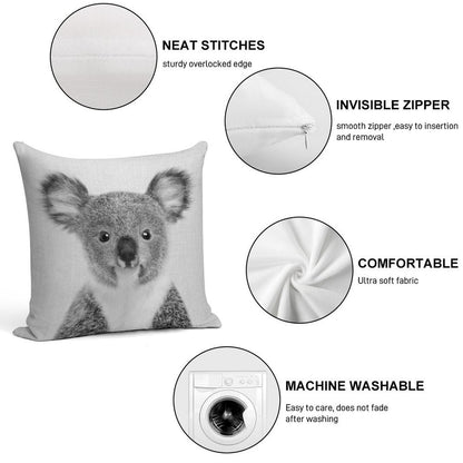 Baby Koala - Black & White Soft Gift Ready Throw Pillow