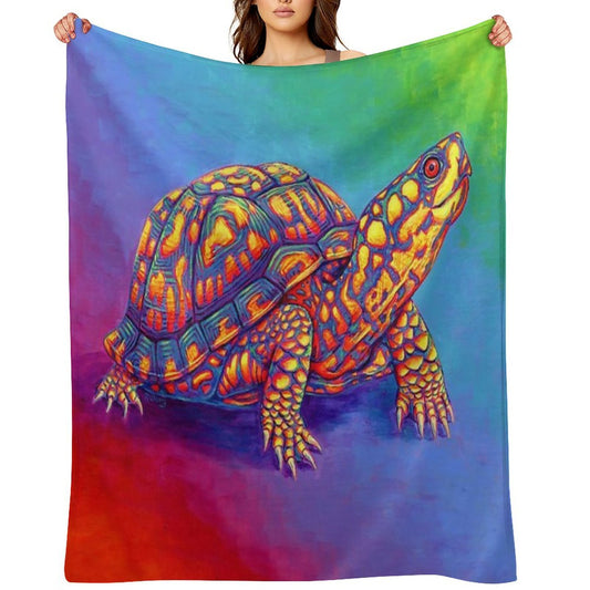 Rainbow Eastern Box Turtle Throw Blanket