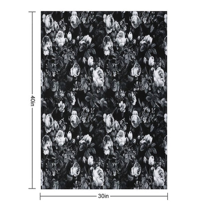 Roses Black And White Throw Blanket