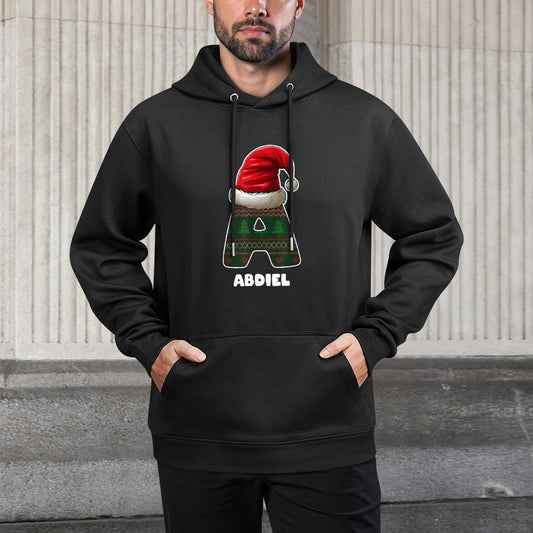 Christmas Letter A First Name Abdiel Machine Washable Hoodie