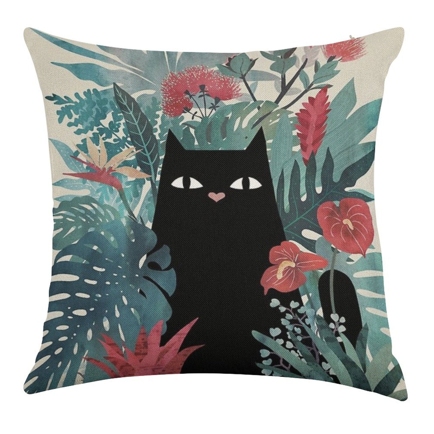 Popoki Linen Throw Pillow Cover