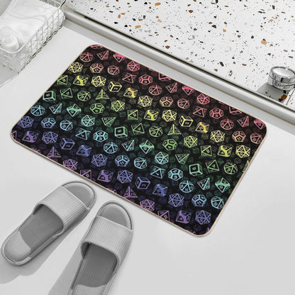 D20 Dice Set Pattern (Rainbow) Bath Mat