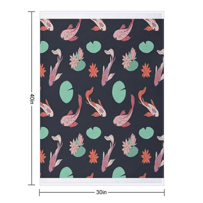 Koi Fish Oriental Design Throw Blanket