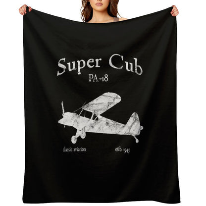 PA-18 Super Cub Airplane Classic Vintage Design Throw Blanket
