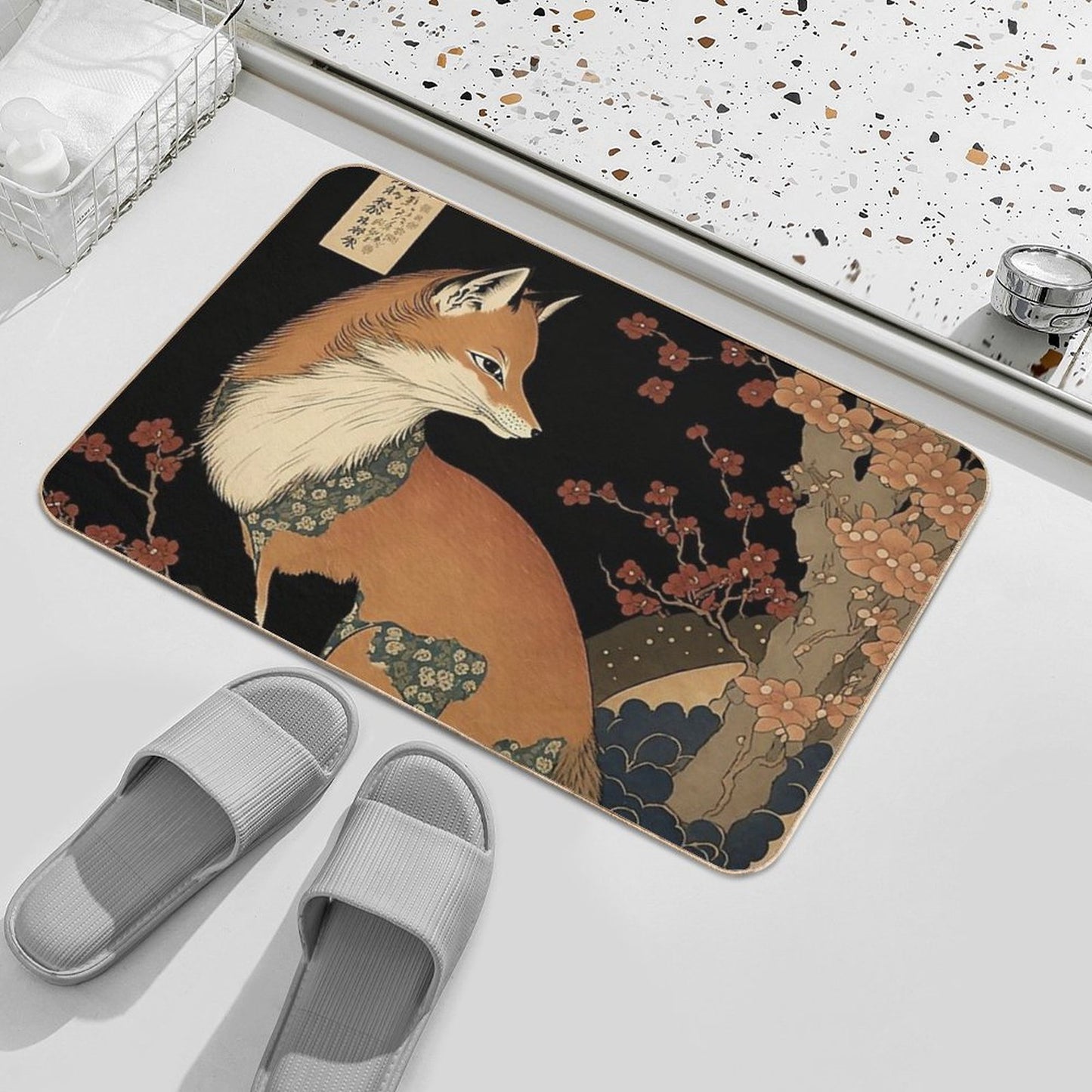 Fox Among The Flowers Bath Mat