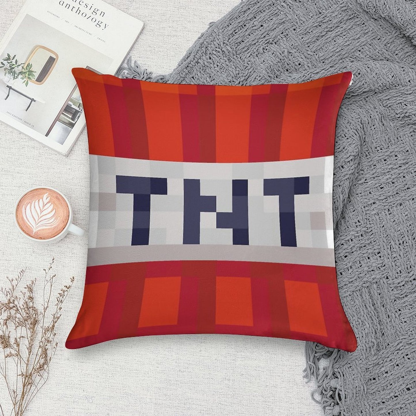 Minecraft TNT Block Soft Bedroom Essential Throw Pillow