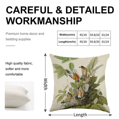 American Robin - John James Audubon Birds of America Linen Throw Pillow Cover