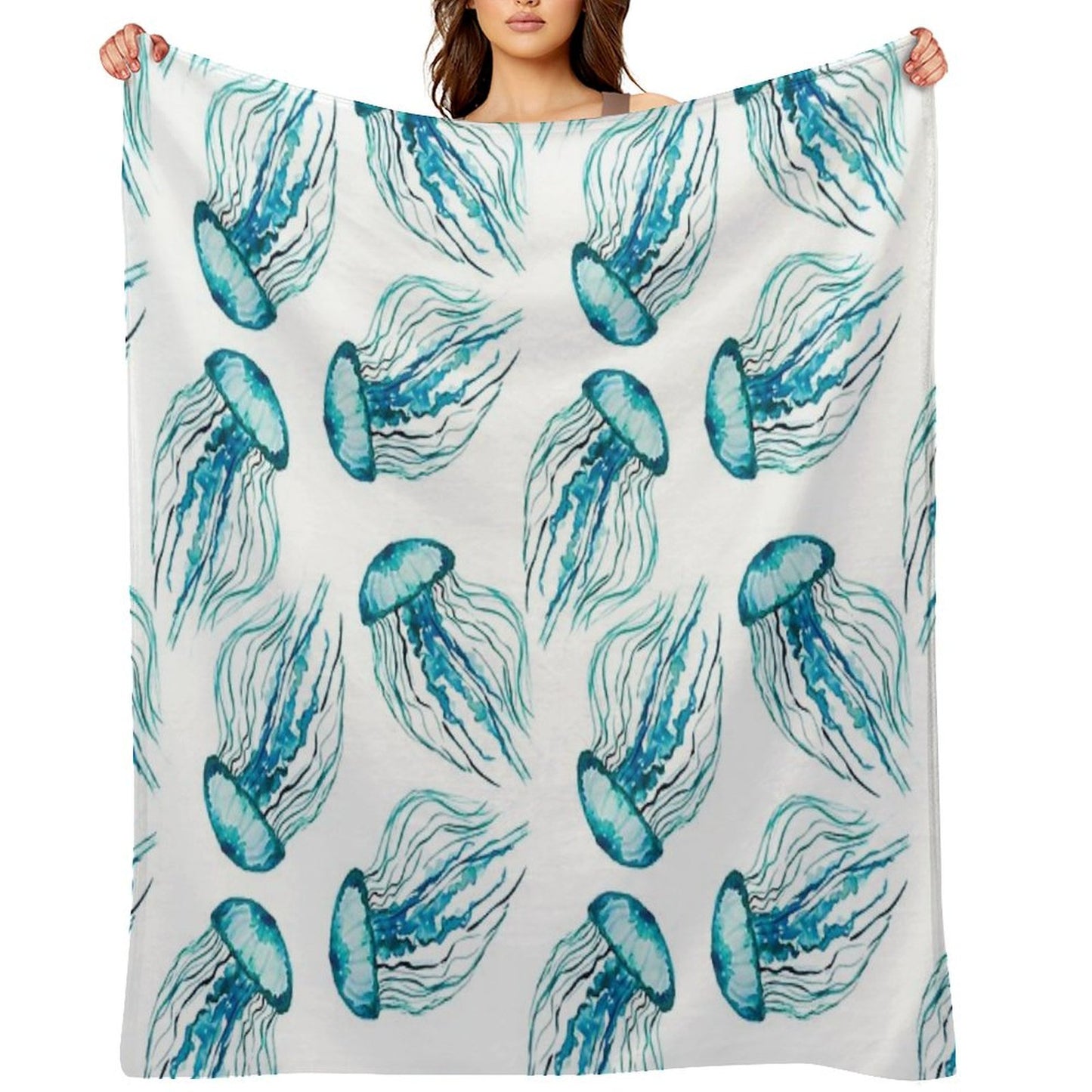 Watercolor Jellyfish Throw Blanket