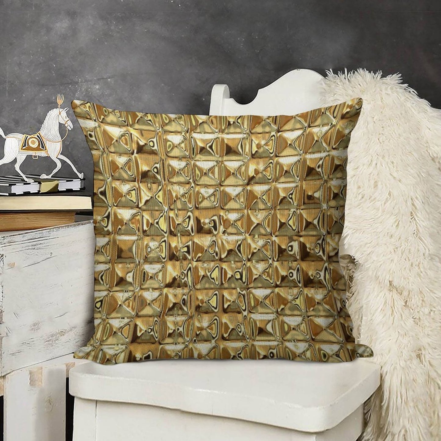 Photograph of Gold ONLY - Not Reflective Linen Throw Pillow Cover