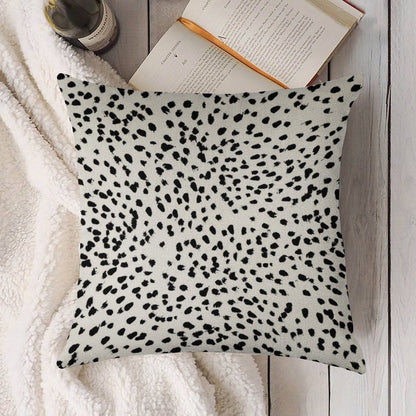 Nadia - Black And White, Animal Print, Dalmatian Spot, Spots, Dots, BW Linen Throw Pillow Cover