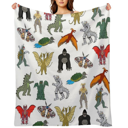 Colorful Kaiju Throw Blanket