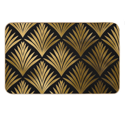 Luxurious Black And Golden Color Art Deco Elegant Pattern Bath Mat