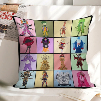 Masked Singer Season 4 - Hand Drawn Linen Throw Pillow Cover