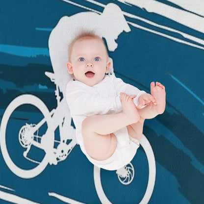 Silhouette of A Cyclist Riding A Mountain Bike Throw Blanket