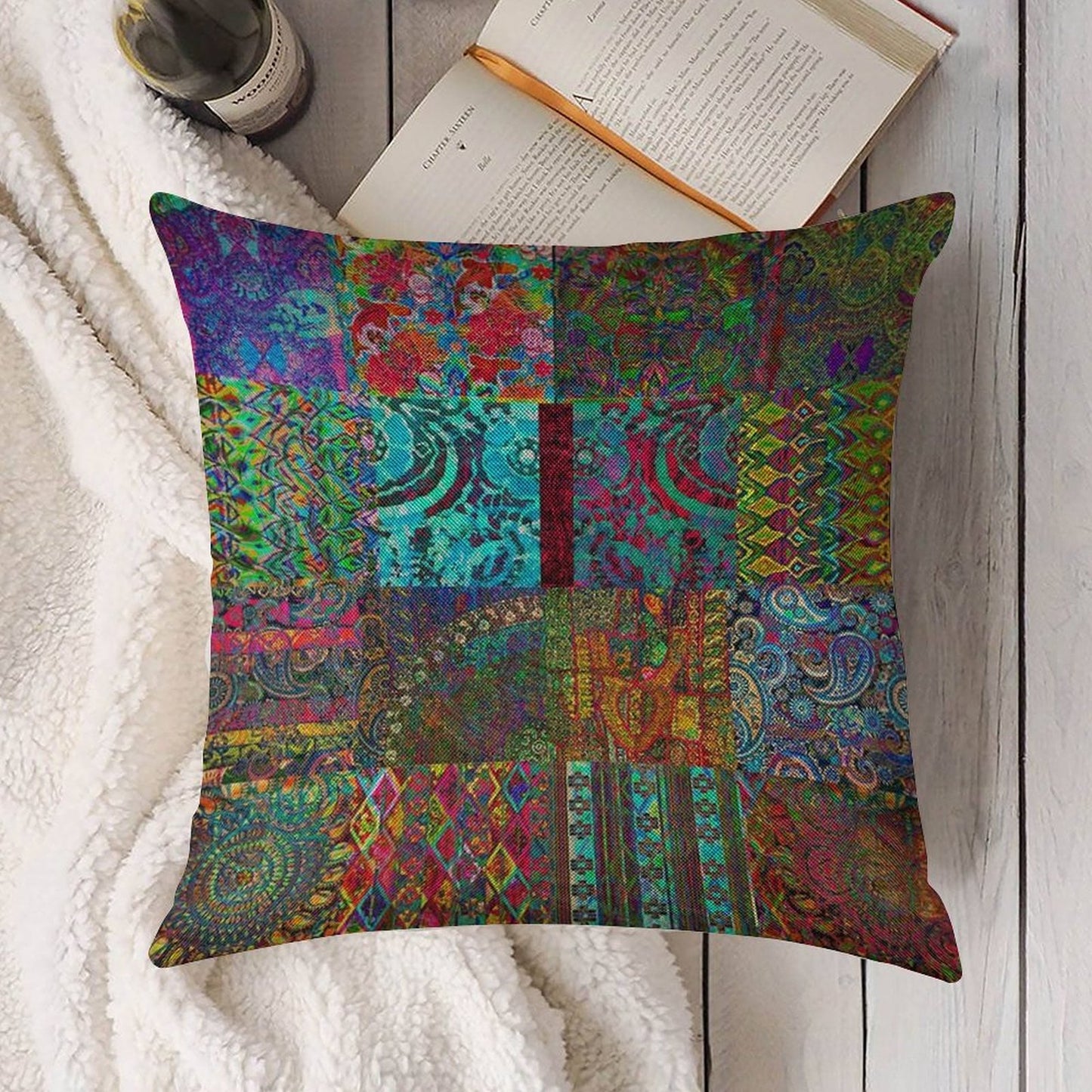 Bohemian Wonderland Linen Throw Pillow Cover