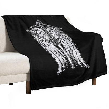 Angel Wings And Crossbow (Dirty) Throw Blanket