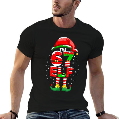 The 67 Elf Christmas Funny 6 7 Six Seven Meme Matching Xmas  Tagless Design T-Shirt