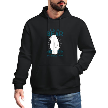 CN We Bare Bears Ice Bear Will Protect You Graphic Breathable Fabric Hoodie