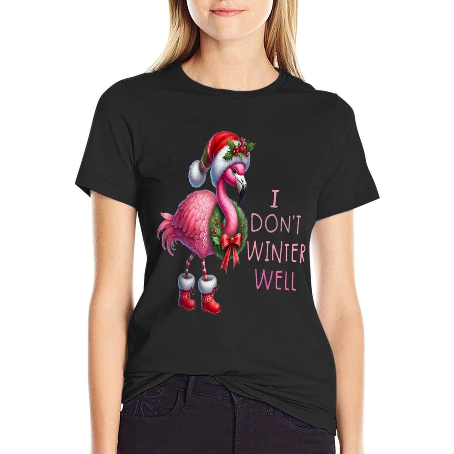 I Dont Winter Well Pink Flamingo Merry CHRISTMAS  Vintage-inspired T-Shirt