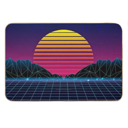 Future Synthwave Aesthetics Bath Mat