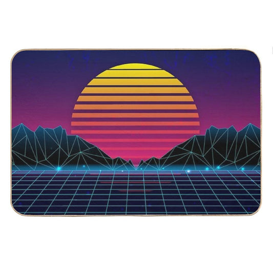 Future Synthwave Aesthetics Bath Mat
