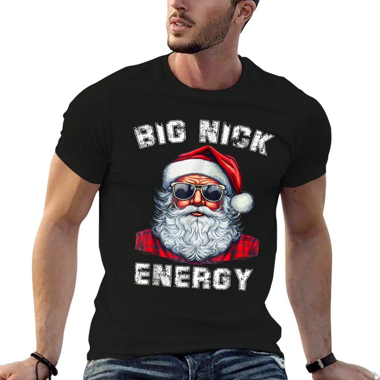 Big Nick Energy Funny Santa Christmas  Cotton T-Shirt