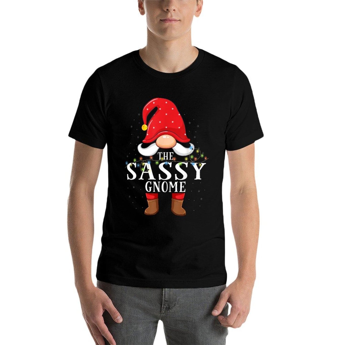 Sassy Gnome Matching Christmas Family Pajama  Moisture-wicking T-Shirt