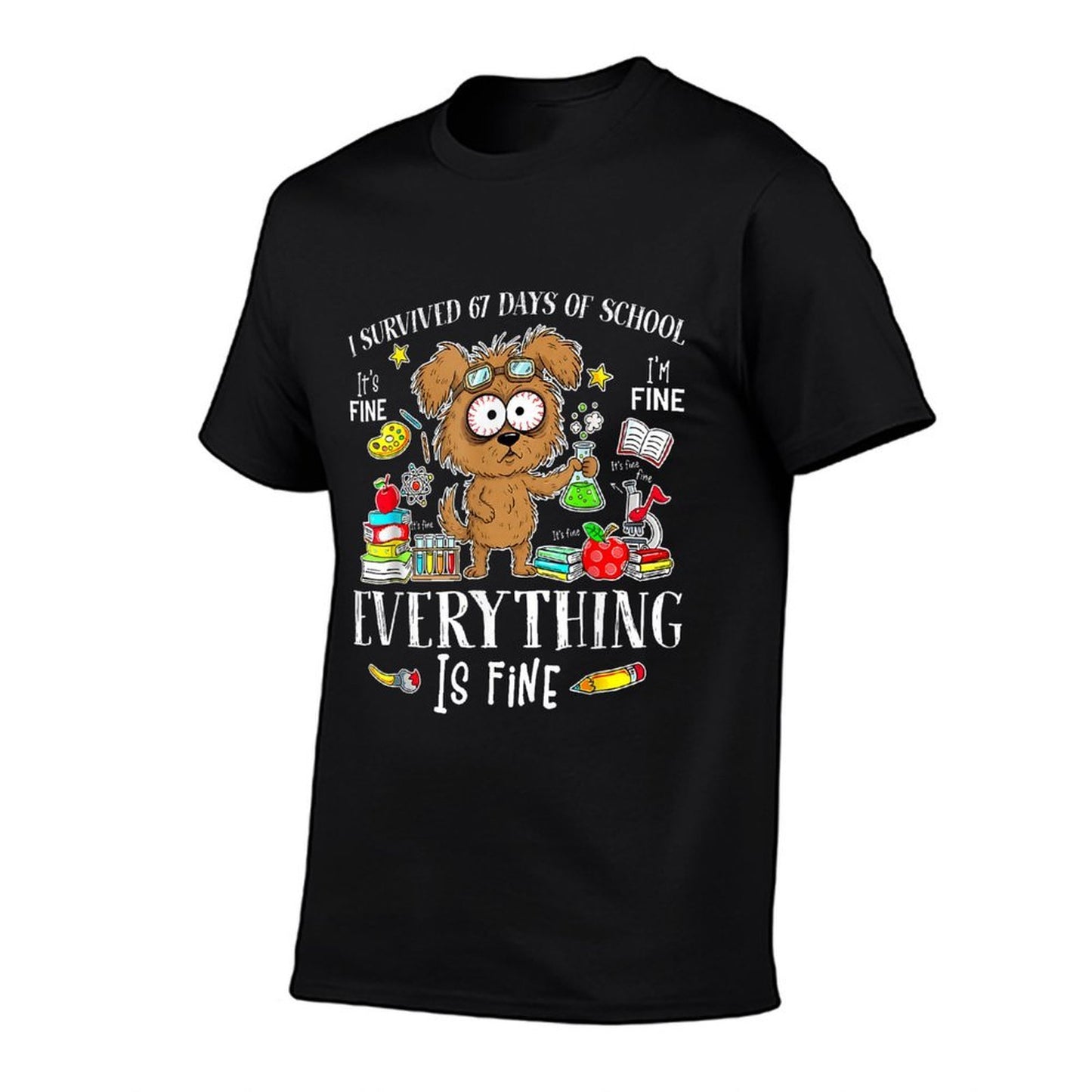 I Survived 67 Days of School Funny Dog Lover Science 67 Meme  Graphic-printed T-Shirt