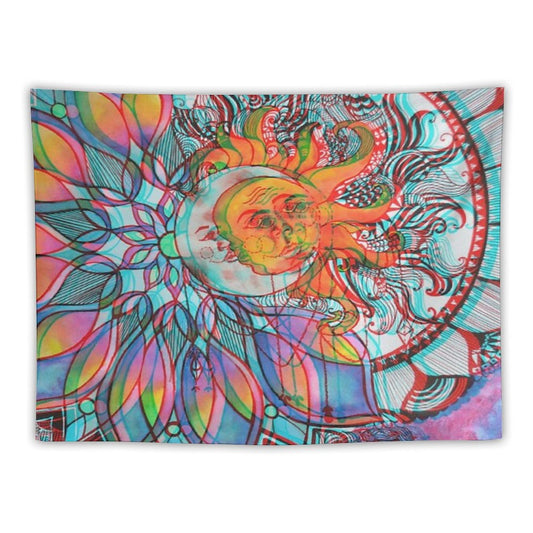 Trippy Sun And Moon Mandala Tapestry
