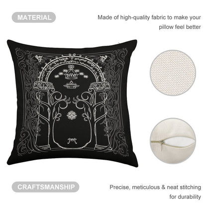 Mountain Door in The Style of J.R.R.Tolkien Linen Throw Pillow Cover